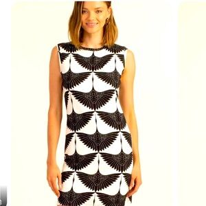 Trina Turk Black and White Bird Print Mini Dress